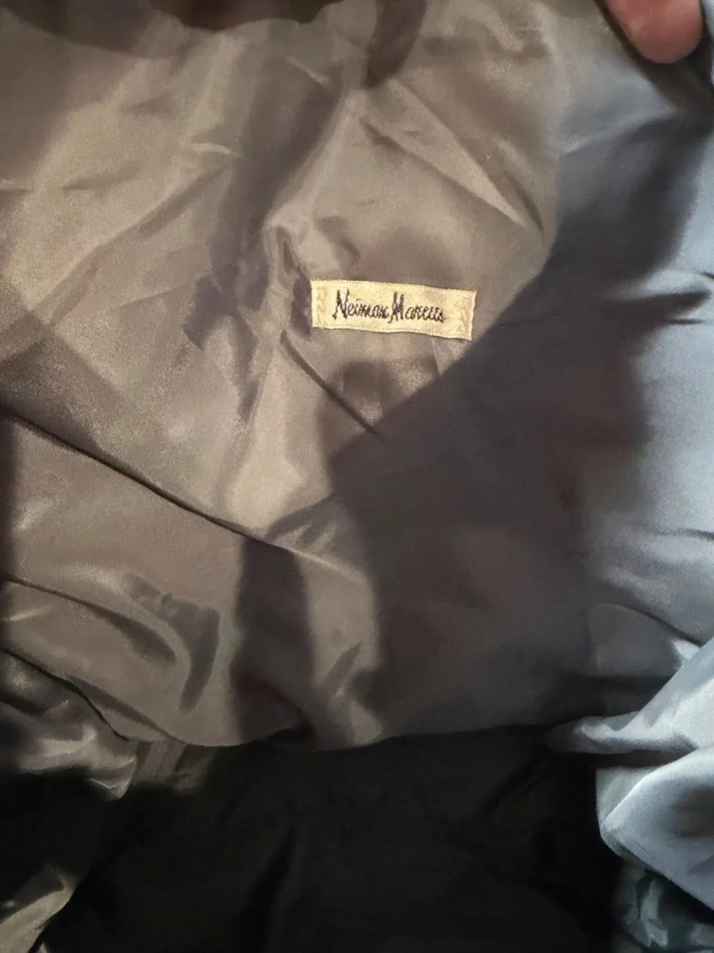 Neiman Marcus Dark Gray Faux Leather Shopper purse hand Tote Bag Travel Beach